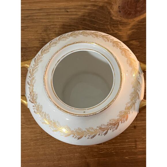 Limoges France G.D.&Cie Avenir Sugar Bowl Gold Trim Lidded Porcelain Vintage - Picture 9 of 12